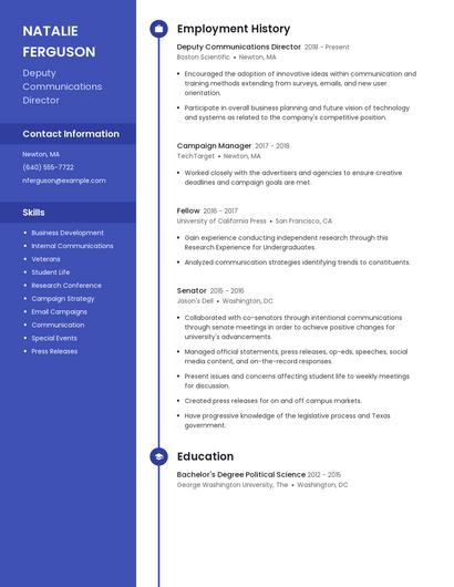 Deputy Communications Director Resume