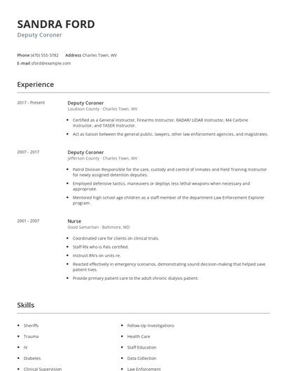 Deputy Coroner Resume