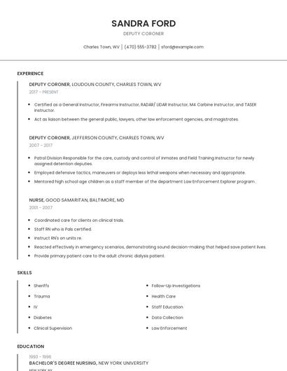 Deputy Coroner Resume