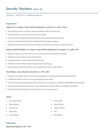 Deputy K9 Resume