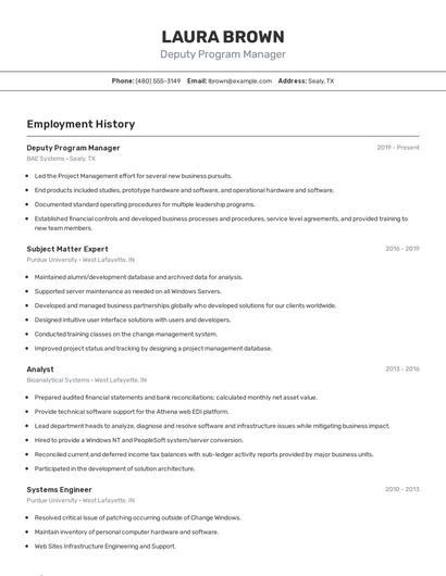 Resume example 2