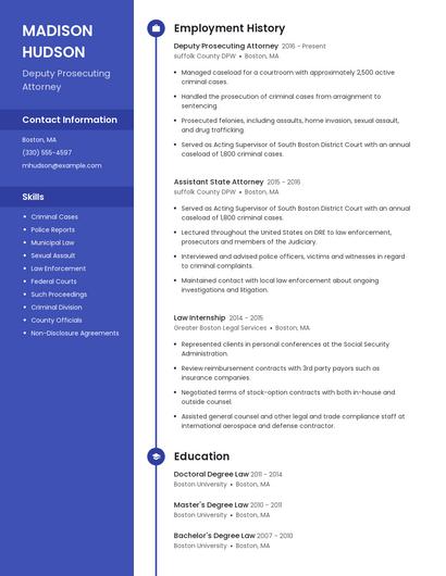 Deputy Prosecuting Attorney Resume