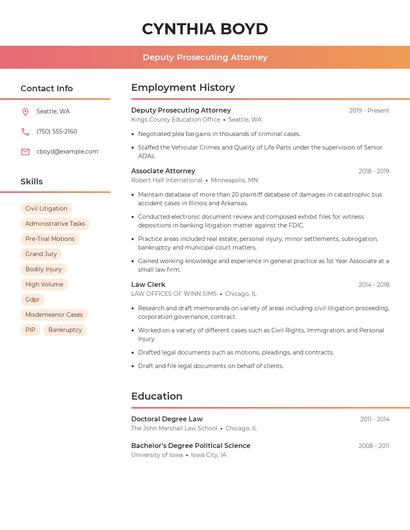 Deputy Prosecuting Attorney Resume