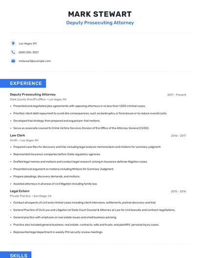 Deputy Prosecuting Attorney Resume