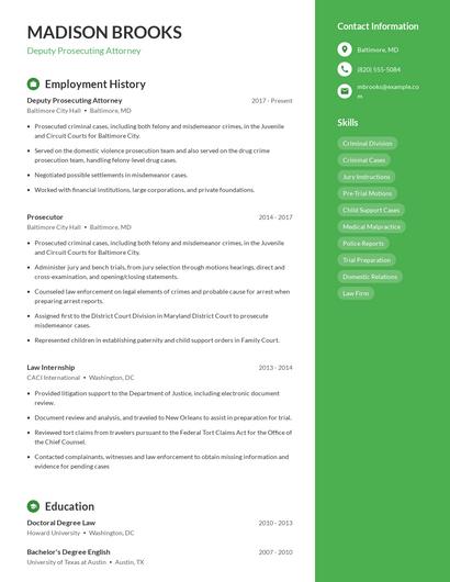 Deputy Prosecuting Attorney Resume