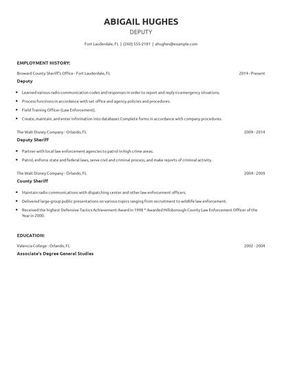 Deputy Resume