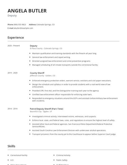 Deputy Resume