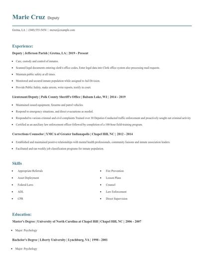Deputy Resume