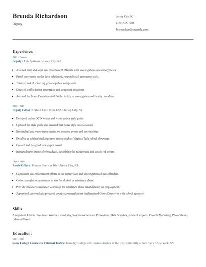 Deputy Resume