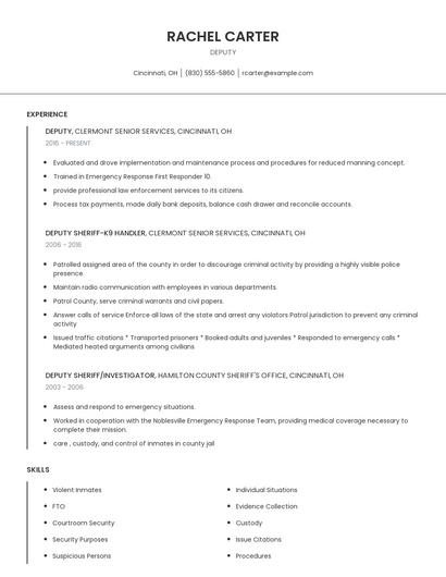 Deputy Resume