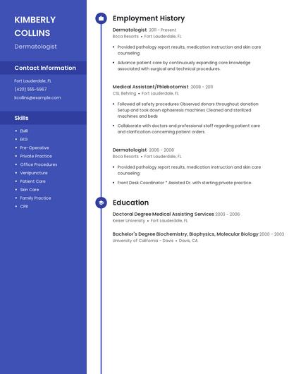 Dermatologist Resume