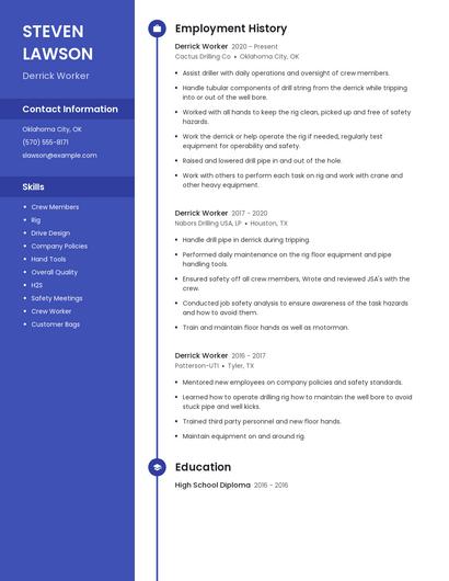 Derrick Worker Resume