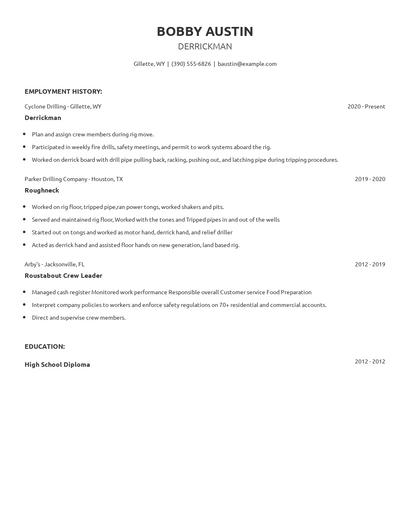 Derrickman Resume