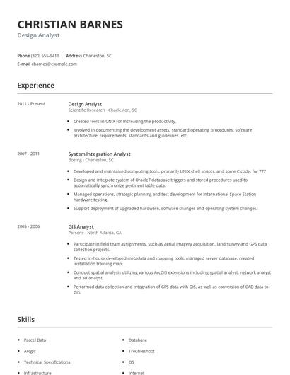 Design Analyst Resume