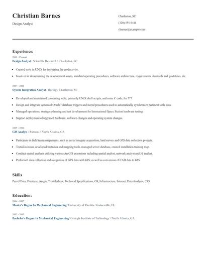 Design Analyst Resume