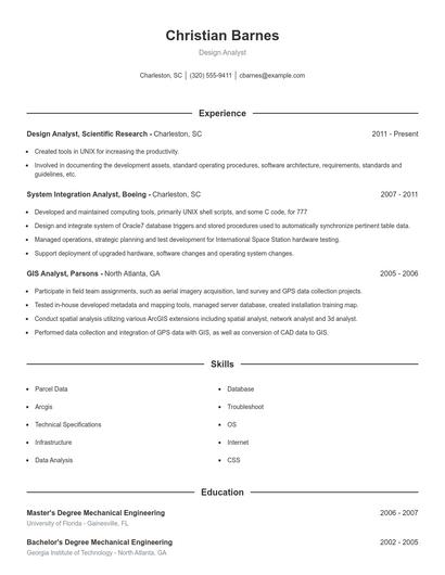 Design Analyst Resume