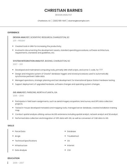 Design Analyst Resume