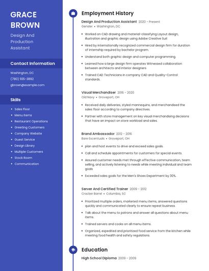 Design And Production Assistant Resume