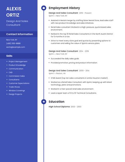 Design And Sales Consultant Resume