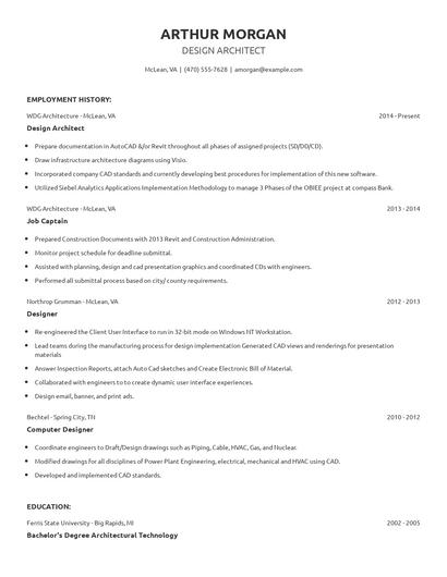 Design Architect Resume