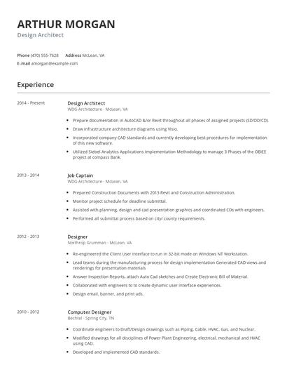 Design Architect Resume