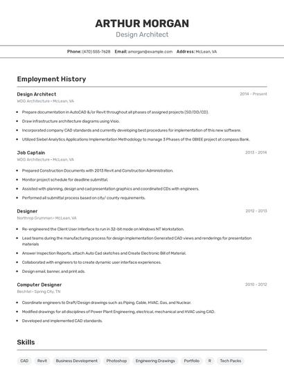 Design Architect Resume