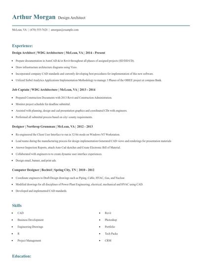 Design Architect Resume
