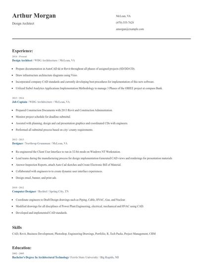 Design Architect Resume