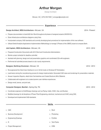 Design Architect Resume