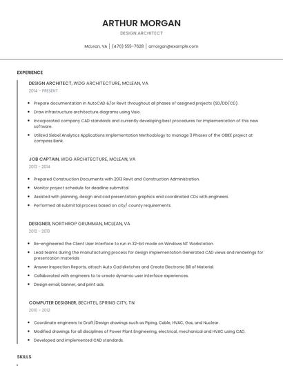 Design Architect Resume