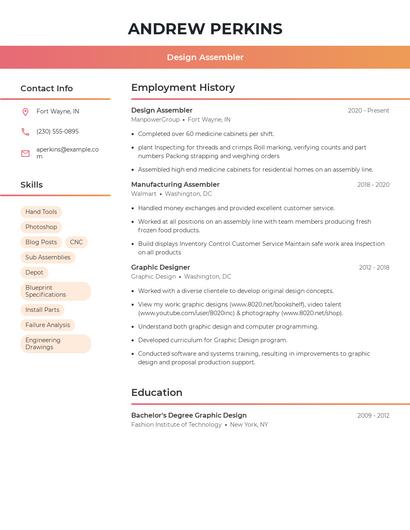 Design Assembler Resume