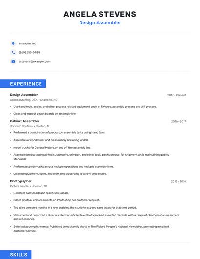 Design Assembler Resume