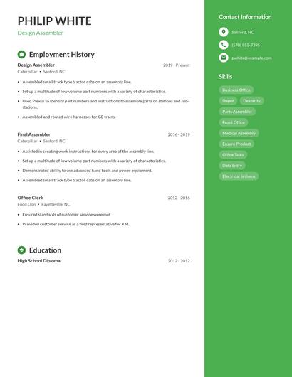 Design Assembler Resume