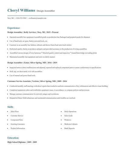 Design Assembler Resume