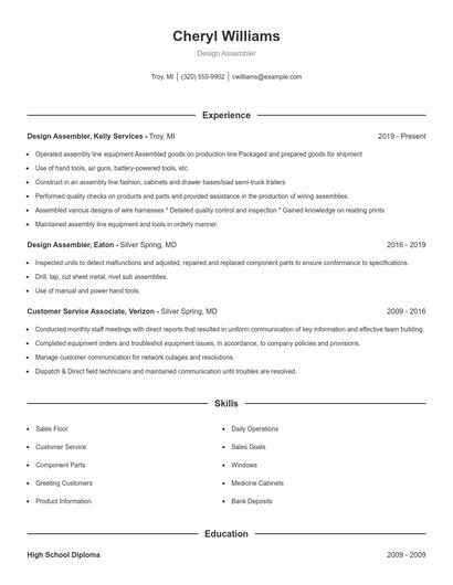 Design Assembler Resume