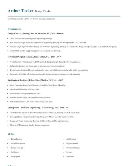 Design Checker Resume