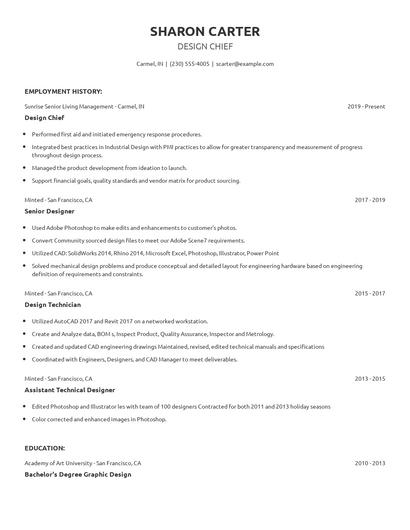 Design Chief Resume