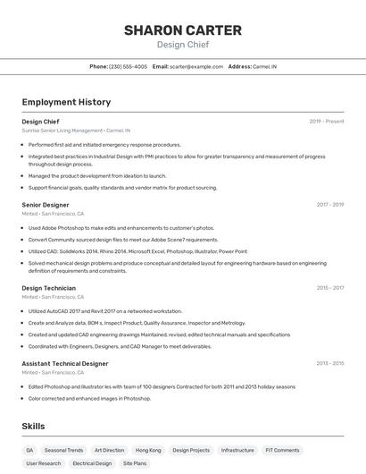 Design Chief Resume