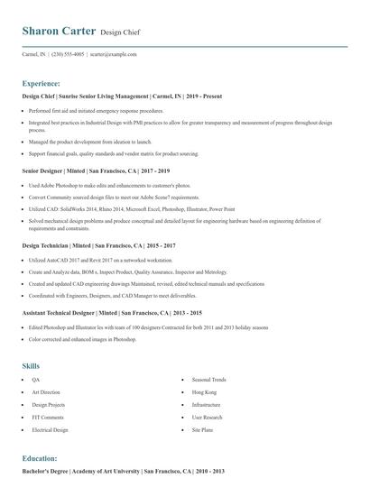 Design Chief Resume