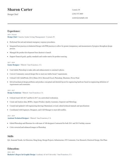 Design Chief Resume