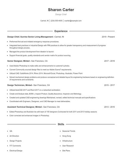 Design Chief Resume