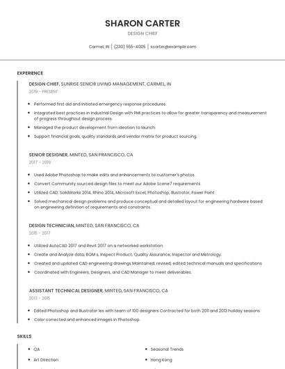 Design Chief Resume