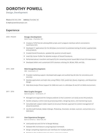 Design, Development Resume