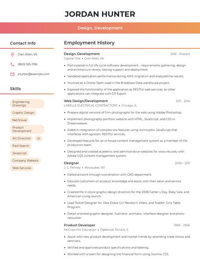 Design, Development Resume