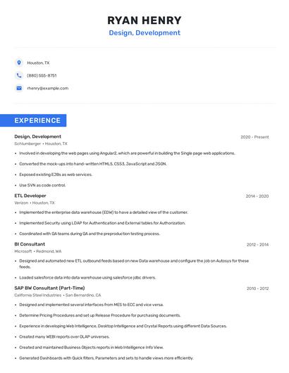 Design, Development Resume