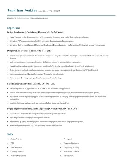 Design, Development Resume