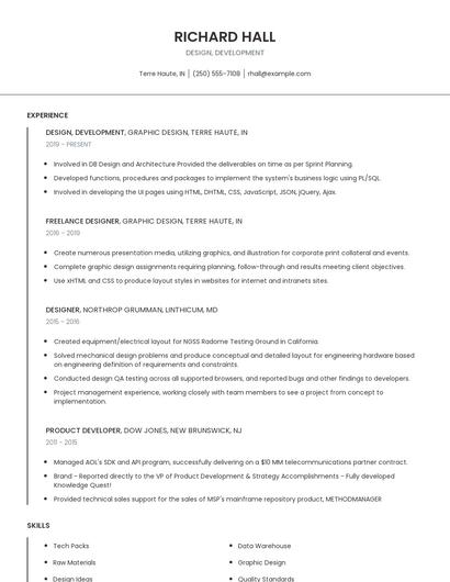 Design, Development Resume
