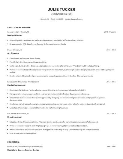 Design Director Resume