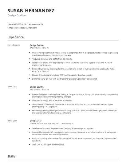 Design Drafter Resume