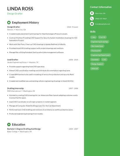 Design Drafter Resume